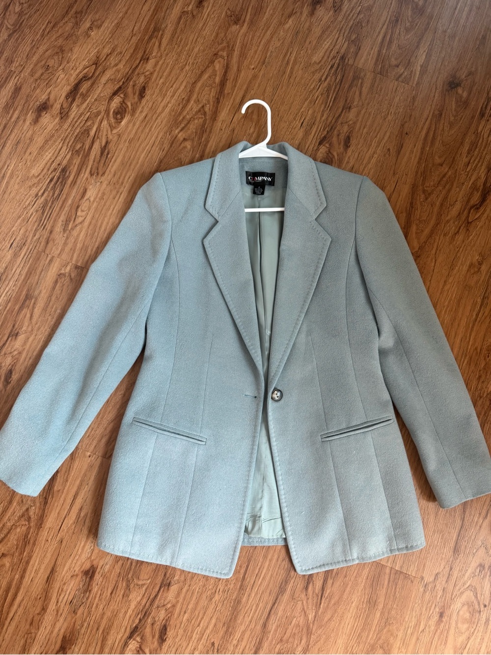 Ellen Tracy Company Light Blue Wool Blend Single-Button Blazer